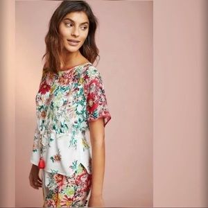 Anthropologie Floral Peplum Top S